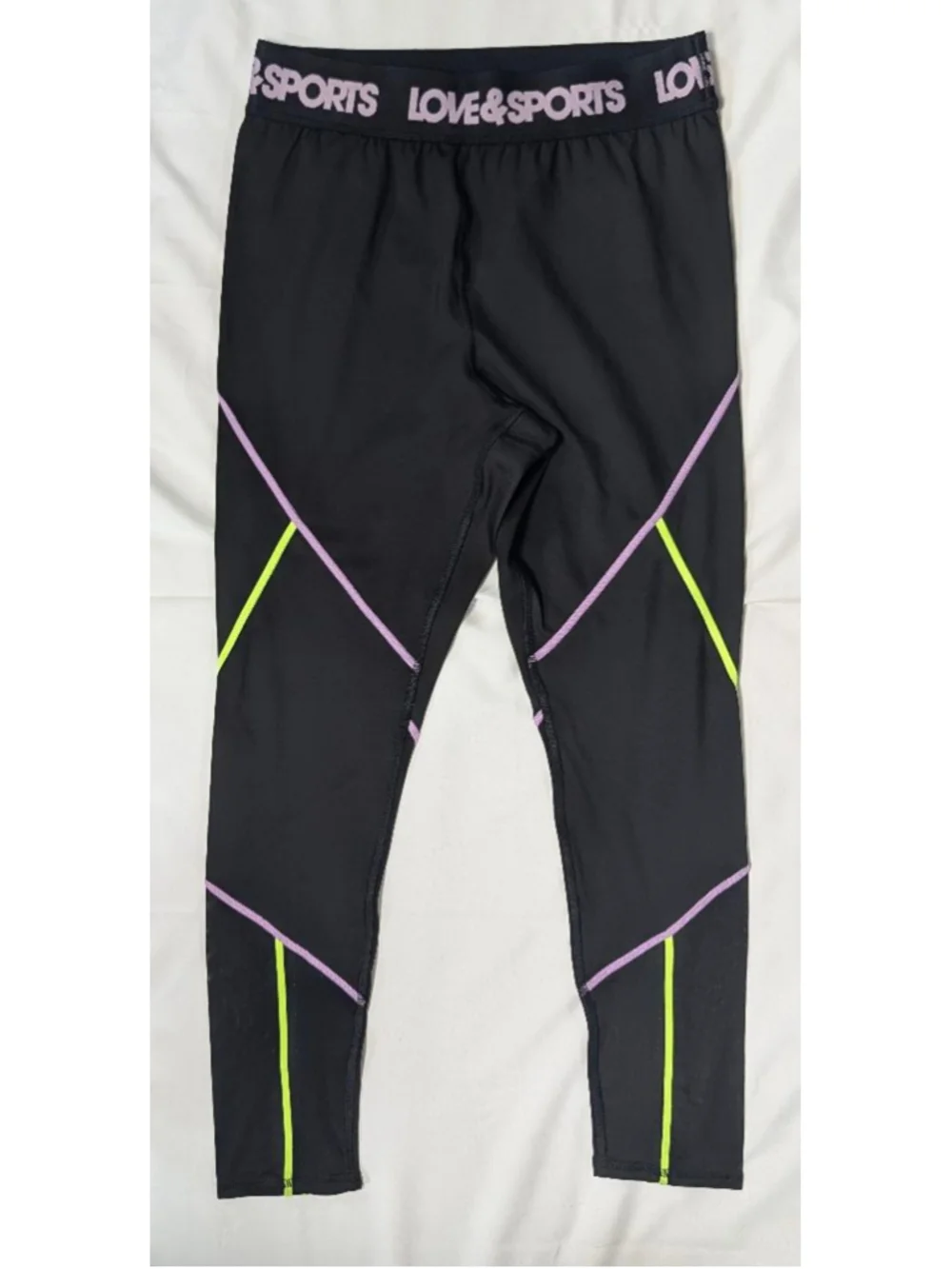 Love & Sports Black Cropped Leggings Mesh Panel Athletic Medium - Picture 1 of 6